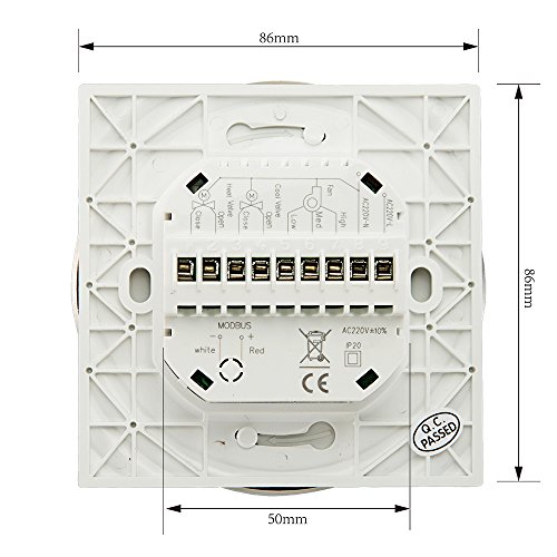 Image of Decdeal BECA Programmable Round Fan Coil Thermostat 95~240VAC Four Pipe Heating /Cooling Touch Screen 5+2 Weekly Data Memory Air Conditioner with LCD Digital Display