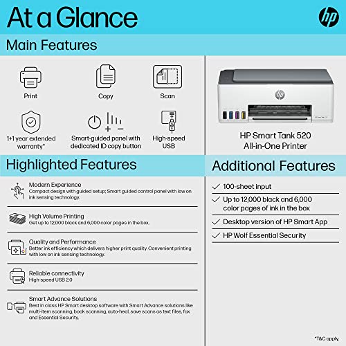 HP Smart Tank 520 All-in-one Colour Printer with 1 Extra Black Ink Bottle (Upto 8000 Black and 6000 Colour Prints) and 1 Year Extended Warranty... - Image 5