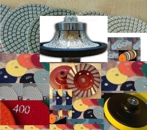 3/4" Demi/Half/Radius Bullnose Diamond Brazed Router Bit 20mm Granite Polishing 12 Pad 4 Inch Turbo Coarse Grinding Cup Concrete Marble Travertine Quartz Countertops edge