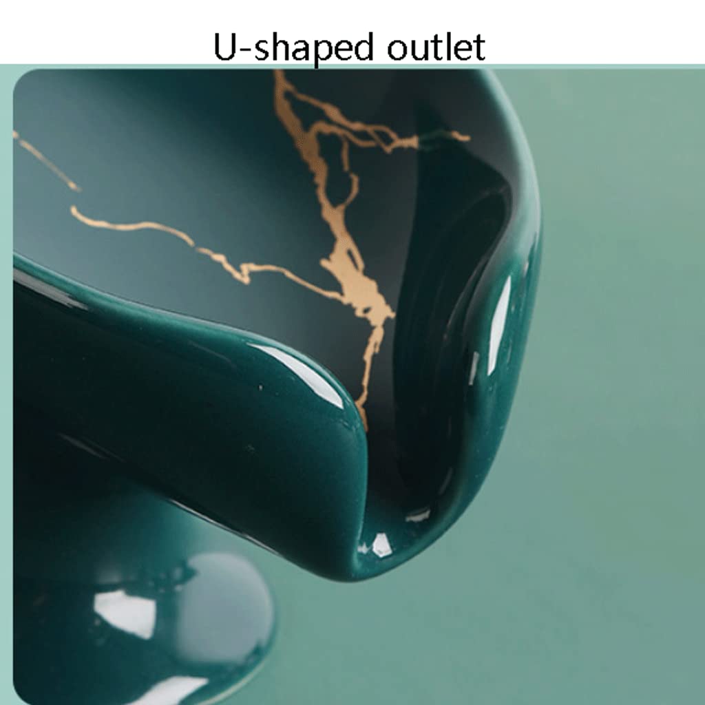 Soporte para jabón, Jabonera, jabonera, Vertical con Drenaje automático, de cerámica Base Antideslizante, encimera(Green)