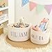 Personalized Easter Baskets with Name Embroidery in Different Colors, BJZLWJ Custom Woven Bag Gifts,Cute Handmade Cotton Rope Large Capacity Basket for Children,Baby Toy Storage Baskets with Handles