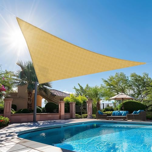 ECOOPTS 11'x23'x26' HDPE Sun Shade Sail Right Triangle Canopy Shades for Outdoor Patio Pergola Cover Blockage 95% UV Resistant(Sand)