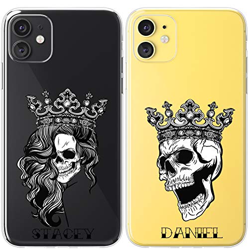 Mertak Couple Cases Compatible With Iphone 14 13 Pro Max 12 Mini 11 Se Xs Xr 8 Plus 7 6S King And Queen Skeleton Girlfriend Boyfriend Halloween Horror Crown Skull Custom Personalized Cool Anniversary #TOP3
