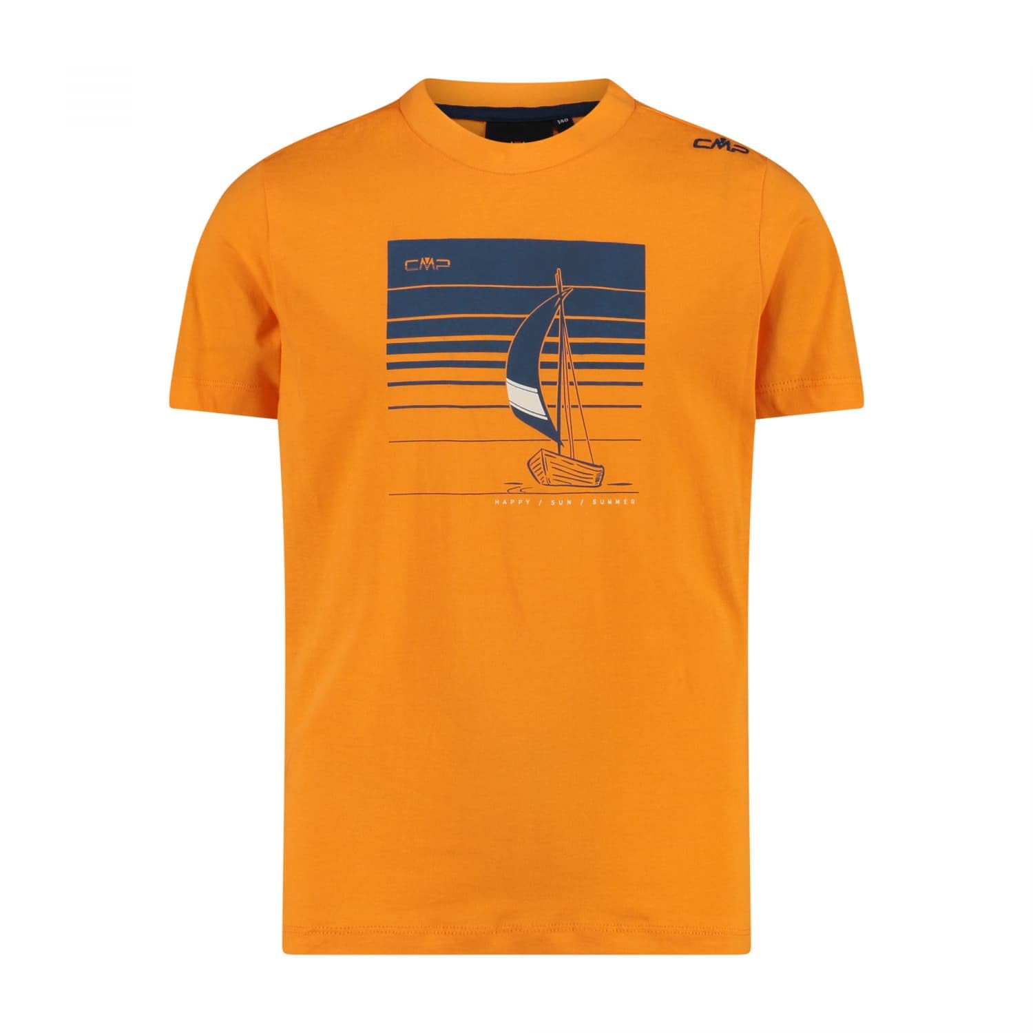 CMP Unisex Cotton Jersey T-Shirt - Children and Boys, Flame-Bluesteel, 98 cm