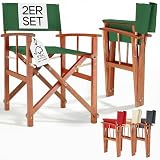 Casaria® Regiestuhl 2er Set aus FSC® Eukalyptusholz - Klappbarer Gartenstuhl mit Armlehnen, waschbarem Bezug & 46 cm Sitzhöhe, bis 160 kg belastbar - Holzstuhl für Balkon, Terrasse & Camping