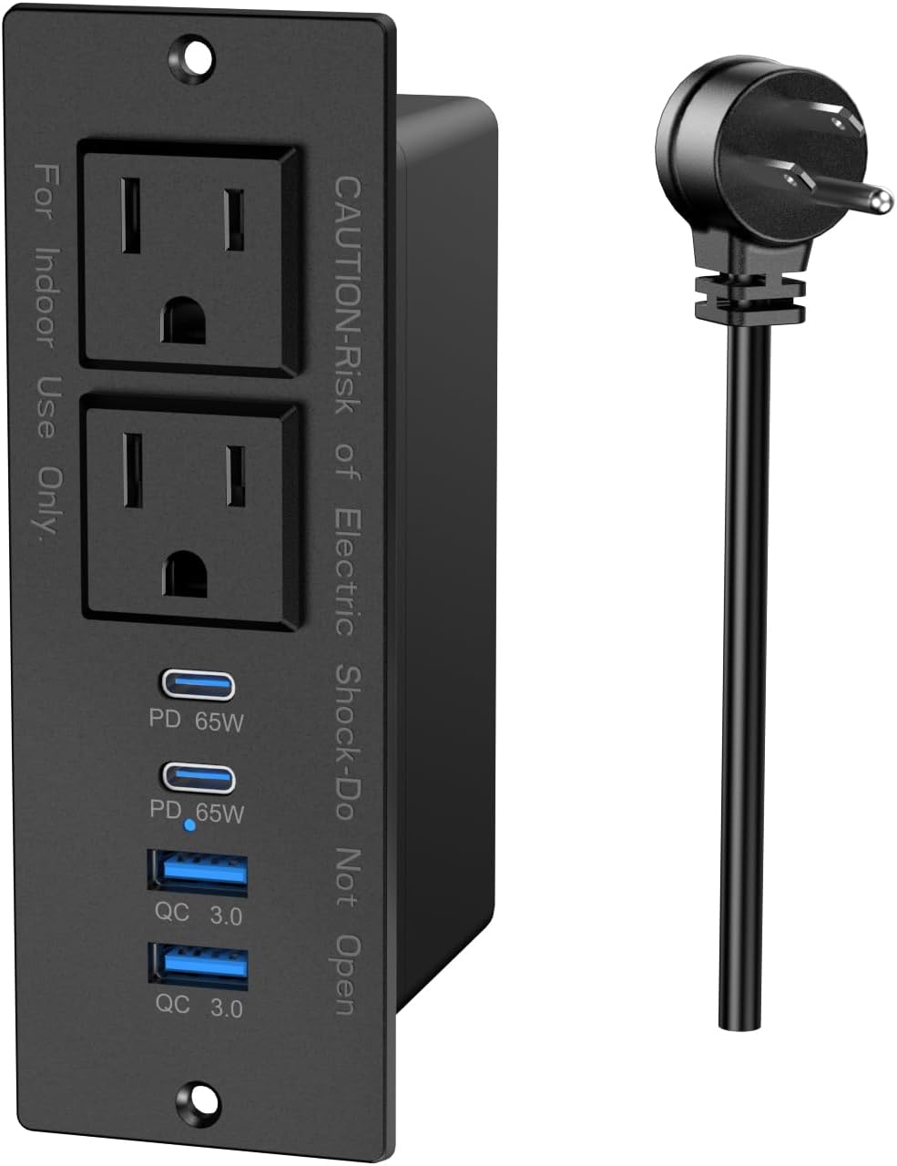45W USB C Recessed Power Strip, Recessed Outlet with 2AC & 2 PD USB C + 2 QC USB-A Ports, Flush Mount Furniture Hidden Drawer Fast Charging Station for Home Office-6FT