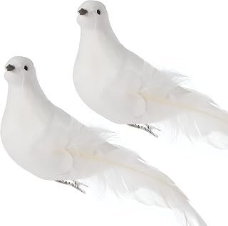 2 PCS Artificial Birds Simulation Foam White Christmas Birds with Clips Artificial Peace Dove Ornament for Christmas Tree Decorations