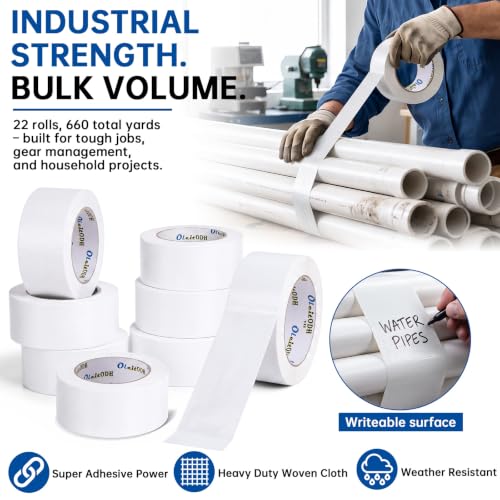 Image of Oleitodh White Duct Tape Bulk, 2 Inches x 30 Yards, 22 Pack