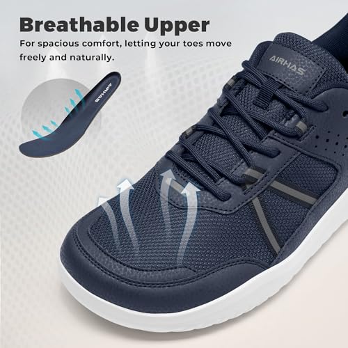 AIRHAS Men's Anatomical Toe Box Barefoot Shoes Zero Drop Breathable Gym Shoes for Men Minimalist Walking Shoes Shoes(Navy, 9.0W) — view 6