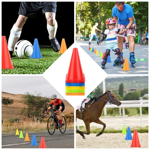 TNOMSNO Markierungskegel Fussball, 18cm Hütchen Kinder Pylonen Markierungskegel Durabile Fußball Markierkegel für Fußball, Sport, Reitsport (15)