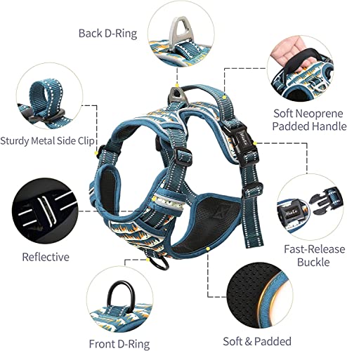 Image of HEELE Dog Harness, No Pull Adjustable Padded Reflective Harness for Small Medium Large Dogs with Handle for Walking Training, Flower-Sunset Valley, L