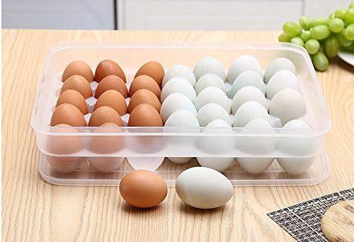 34 Cups Egg Container with Lid,Covered Egg Holders for 68 Eggs,Large capacity Eggs Food Storage Organizer - Stackable Egg Holder Dispenser,Clear plastic Decorative Crate (Egg Holder x 2)