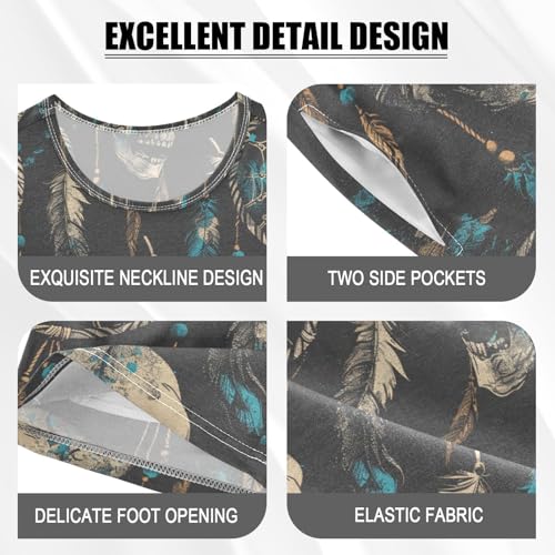 ALAZA Skulls and Dreamcatcher Pajama Set Short Sleeve Sleepwear Soft Lounge Nightwear4