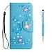 Produktbild Grandoin Galaxy S9 Hülle, Bling Glitzer Glitter Handyhülle im Brieftasche-Stil für Samsung Galaxy S9 Handytasche PU Leder Ledercase Flip Tasche Wallet Tasche Handytasche Cover Case (Blau)