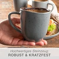 Moritz & Moritz Kaffeetassen 6er Set - Kaffeebecher Set Beige aus robustem Steingut mit einzigartigem Farbverlauf - Spülmaschinengeeignetes Tassenset - Serie Organic – Ansicht 6