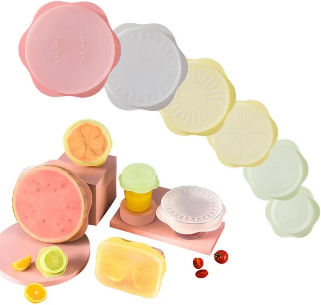 Reusable Silicone Stretchable Lids – 6‐Piece Multicolor Food Covers for Bowls, Cups & Containers – Airtight, Leak‑Proof, BPA‑Free, Microwave/Dishwasher/Freezer Safe – Green Hearth