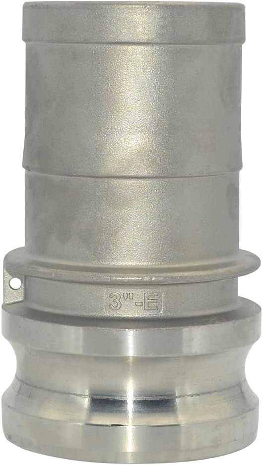 VARMHUS Stainless Steel 316 Hose Barb Fitting Type E Trash Pump Adapter Male Camlock,Type E Cam and Groove Hose Fitting (3")