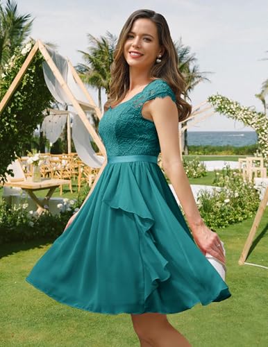 Image of Wedtrend Women's Bridesmaid Dresses Short Prom Dress Ruffle Semi Formal Cocktail Dresses Floral Homecoming Dress