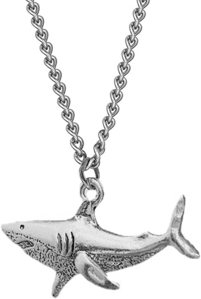 MOKAVIKY 25 Minimalist Animal Silver Shark Pendant Necklace for Women Cute Dainty Animal Fish Pendant Necklace (Big Silver)