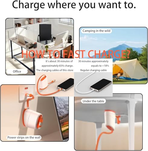 Image of 120W Retractable USB-C Cable | Tangle-Free Single Pull Desktop Design 1.2m | Fast PD Charging for Samsung, OnePlus, MacBook & Laptops | Black