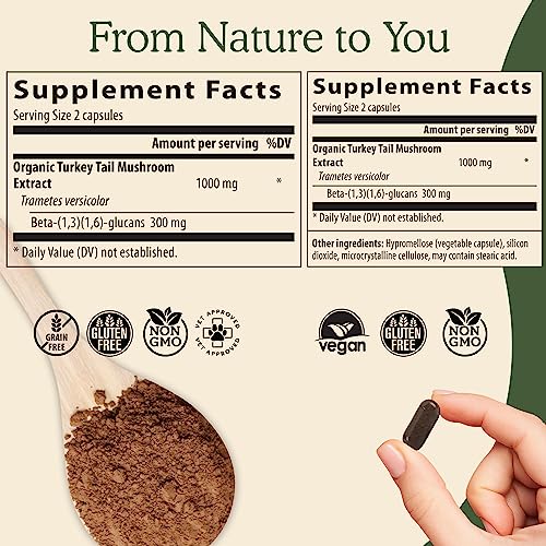 Real Mushrooms Turkey Tail for Humans & Pets - Bundle for Immune Support - Vegan, Non-GMO, Grain-Free, Gluten-Free Mushroom Extract Capsules - Verified Levels of Beta-Glucans