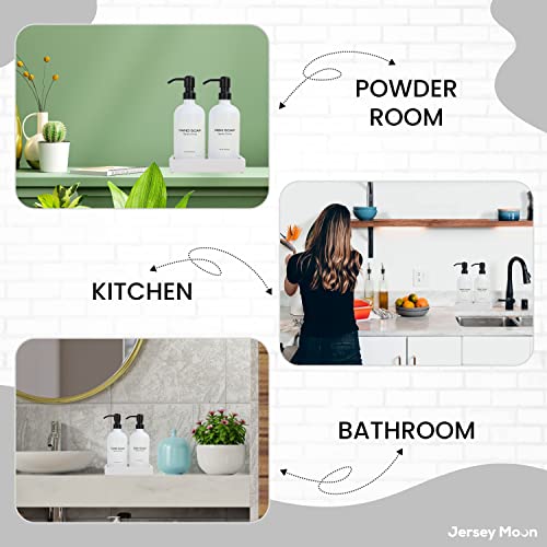 Glass Soap Dispenser Set For Bathroom Or Kitchen - White/Black Hand And Dish Soap Dispenser Set For Hand Soap, Dish Soap, Lotion, & More - Amber Glass Bottles With Concrete Tray, Pumps, & Labels #TOP6
