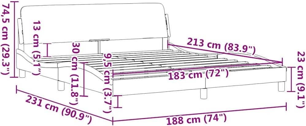 Modern Dark Grey Velvet Bed Frame with Curved Headboard, Sturdy Platform Foundation, Slatted Durable Design, Easy Assembly, Nonslip Mattress Support for Bedroom Storage