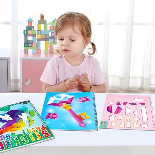 Image of 90shine 2PCS Sticker Books for Kids Ages 4-8 Multicolored Magic Themed Designs Party Gift Create 22 Pictures