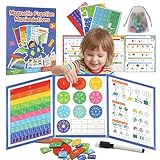 Magnetic Fraction Demonstration Book, Magnetic Fraction Tiles & Circles Educational Puzzle Set, Montessori Fraction Book for Kids, Math Manipulatives for Elementary School