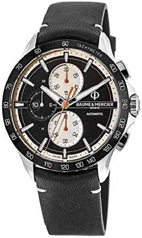 Baume & Mercier Clifton Club Automatic Chronograph Black Dial Leather Strap Men's Watch 10434