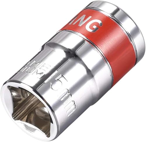 Miniatura 9 de uxcell Unidad de 12 pulgada por enchufe poco profundo de 1.063 in con banda roja, Cr-V, 6 puntos, métrico