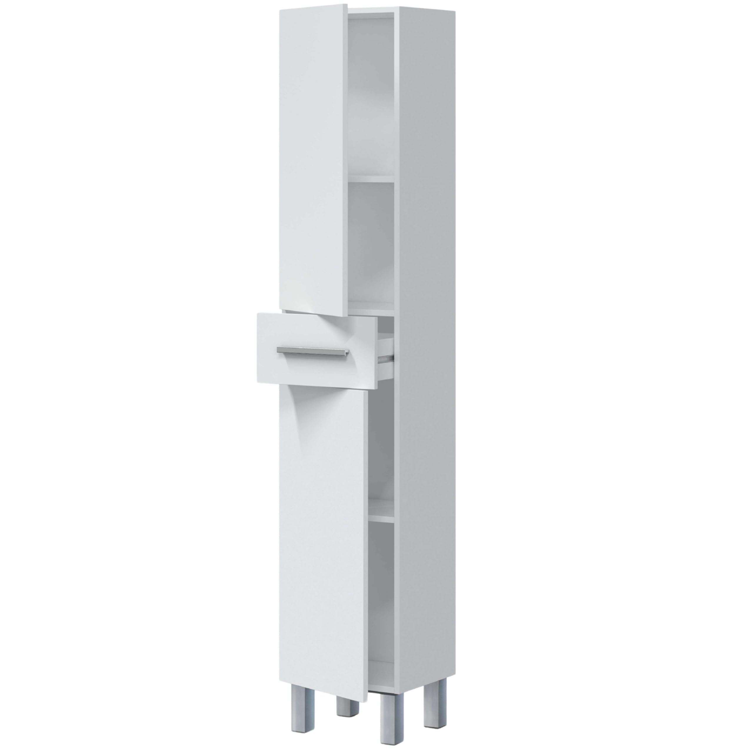 ARKITMOBEL Columna de Baño Athena Estilo Contemporáneo 2 Puertas y 1 cajón Color Blanco Brillo 182x35x31 cm