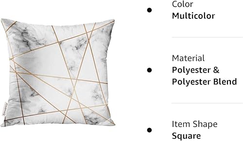 Miniatura 8 de Funda de almohada con diseño de mármol de piedra gris con líneas geométricas doradas, mármol blanco y negro, moderna, lujosa, bloque rosa, funda de