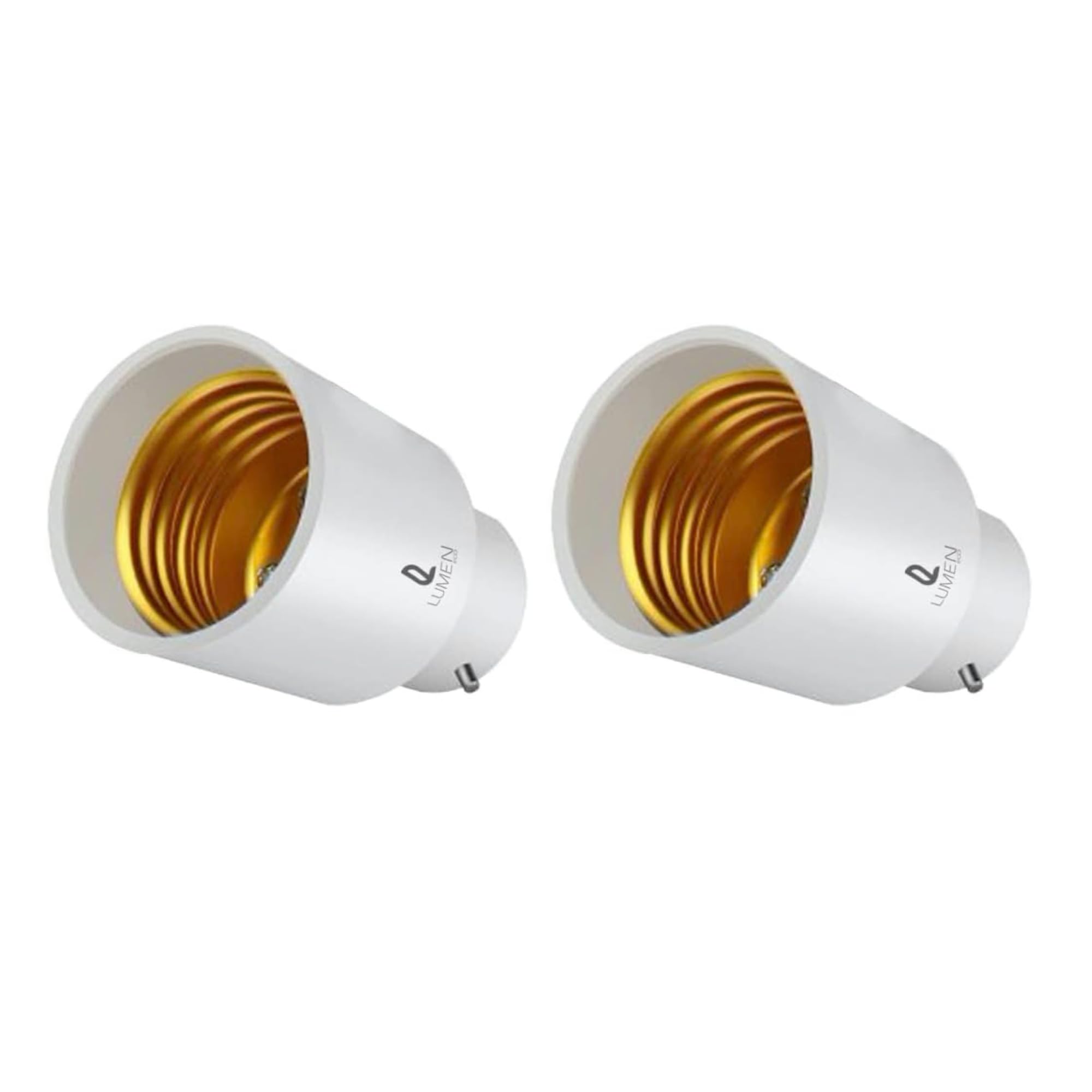 LumenEco B22 to E27 Socket Converter, Socket Adapter, Bayonet to Screw Edison, BC to ES Lamp Base Adapter for LED Bulbs and Incandescent Bulbs and CFL Bulbs - 2 Packs