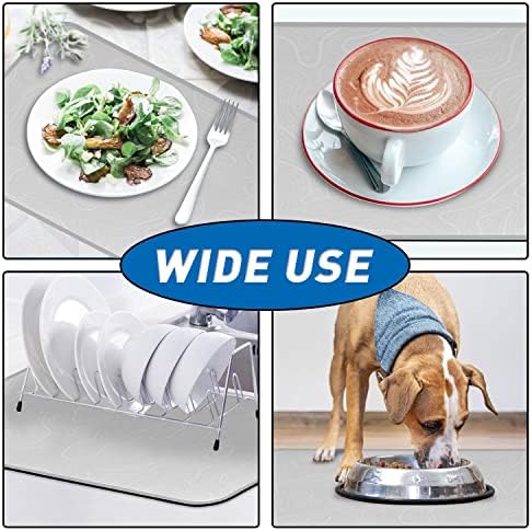 MARIBUR Soft Diatom Mud Dish Drying Mat, Non-Slip Quick-Drying Multifunctional Dish Drying Mat for Kitchen Counter Coffee Bar (40*50)