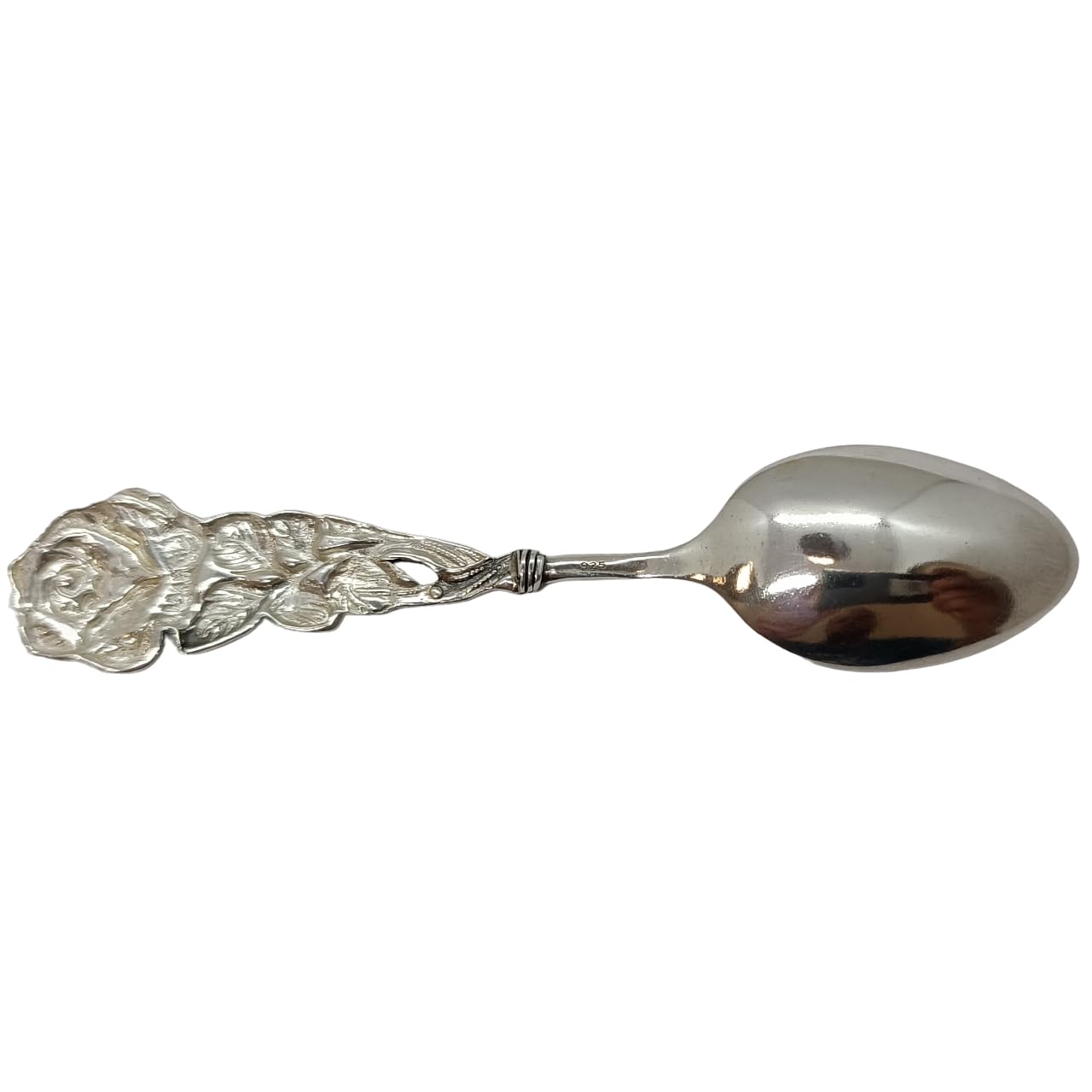 Cuchara de plata esterlina 925, sin níquel, 82x23 mm, 16,2 gramos, diseño de rosa
