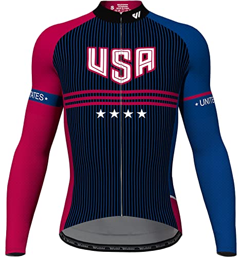 Lo.gas USA Men’s Long Sleeve Cycling Jersey with Pockets