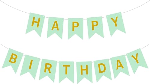 Miniatura 1 de Cartel de decoración de feliz cumpleaños con letras brillantes con purpurina verde para cumpleaños, suministros de decoración de fiesta de cumpleaños