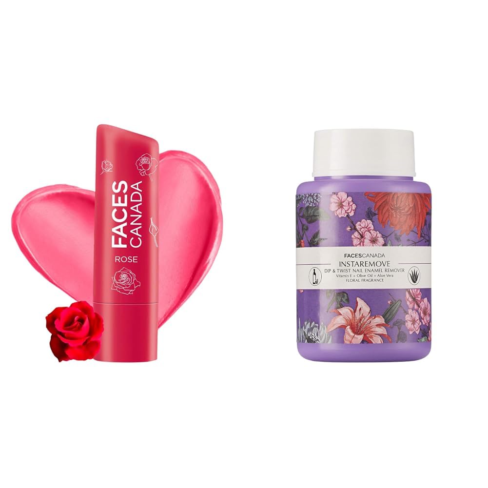 FACESCANADA Color Lip Balm - Rose Petal 03, 4.5g & InstaRemove Dip & Twist Nail Enamel Remover, 80 ml-image-43