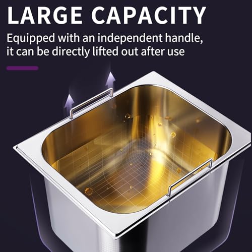 DULNICE Fritteuse Commercial Elektro-Fritteuse 8L*2, Elektrische Friteuse mit Fett 3000W*2 Doppeltem Korb & Deckel, Edelstahl Fritteusen leicht zu reinigen 60°C-200°C Fritteuse Mit öl für Küche – Bild 6