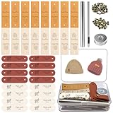 Kit d'étiquettes DIY : vous recevrez environ 4 couleurs d'étiquettes en cuir synthétique cousues, 8 pièces de chaque couleur, 2 styles. Dimensions : 60 x 15 mm. 60 x 20 mm, avec rivets et outils de rivet. Ajoutez une touche élégante et sophistiquée à vos projets de bricolage.