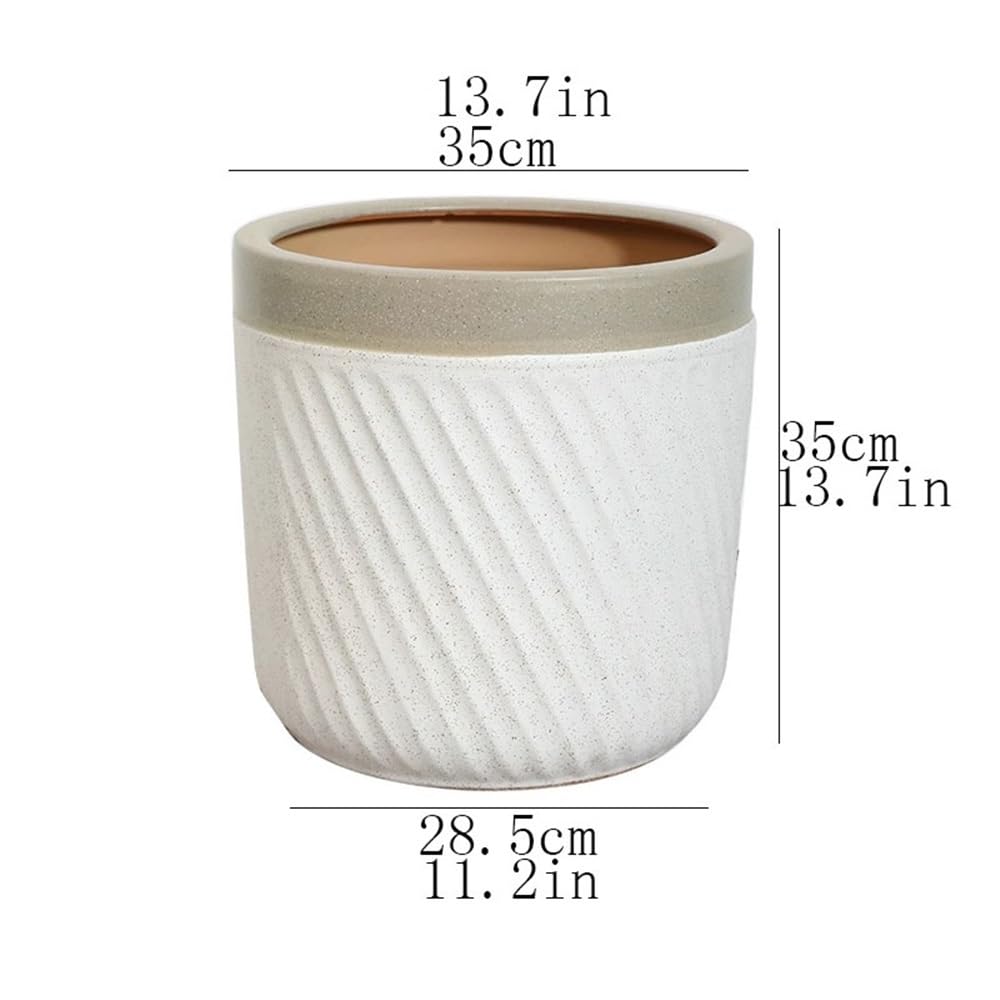 Okrągłe, stojące doniczki z twill do użytku wewnątrz i na zewnątrz, duża ceramiczna doniczka z otworem odpływowym, do domu, na taras, do ogrodu