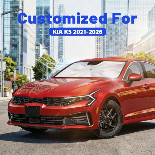 Image of Car Windshield Sun Shade for KIA K5 2021-2026 -[Reflective Coated Fabric] Sunshade Umbrella for Front Window, Car Shades Sun Visor Keep Car Cool and Protects Interior, 1:1 Exact Fit