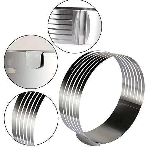 MarxHousehold Adjustable 9" to 12" Stainless Steel Layer Cake Slicer Cutter Mousse Mould Slicing Cake
