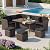 YOCONYO Patio Furniture Set, 7 Pieces Outdoor Dining Sets, All Weather Rattan Conversation Set, Outdoor Dining Sectional Sofa with Large Dining Table, Ottoman (Brown-Dark Grey, A-7 Pieces)