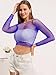 LemonGirl Women Fishnet Crop Tops Lingerie Long Sleeve Top Babydoll Chemise US 2-16 Blue