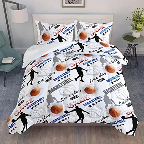 AILONEN Basketball Comforter Set, Queen, 3 Pieces