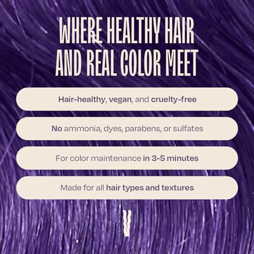 Image of Overtone Semi Permanent Hair Color Conditioner, Vibrant Purple, 8 oz, Nourishing, Damage-Free, Color Depositing Mask for All Hair Types with Shea Butter & Coconut Oil, Vegan & Cruelty-Free