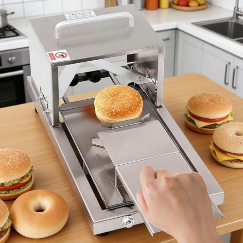 Commercial Bread Slicer, Bagel Slicer, Manual Precision Cutters with Handle, Stainless Steel Bagel Blade, 4 Adjustable Thickness