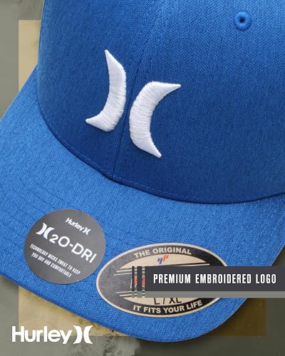 Image of Hurley Mens Baseball Cap - Moisture Wicking Curved Brim Flexfit Fitted Hats for Men with H2O-Dri Sweatband (Sizes: S-XL)